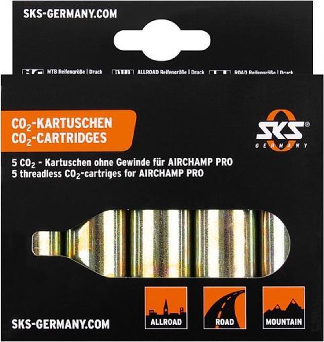 SKS Co2-patronen 16 Gram Zonder Schroefdraad 5 Stuks