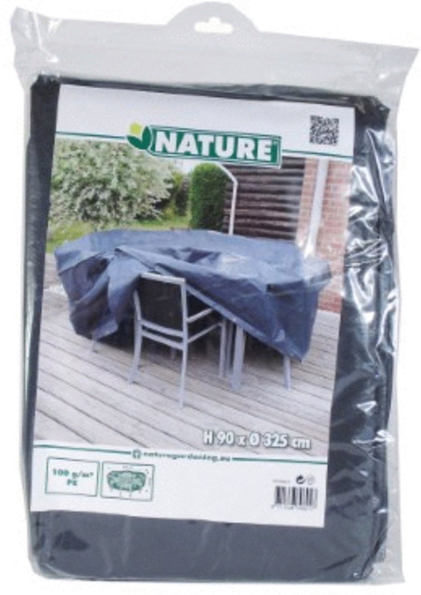 Nature Beschermhoes voor tuinset PE H90x dia. 325cm - Zwart
