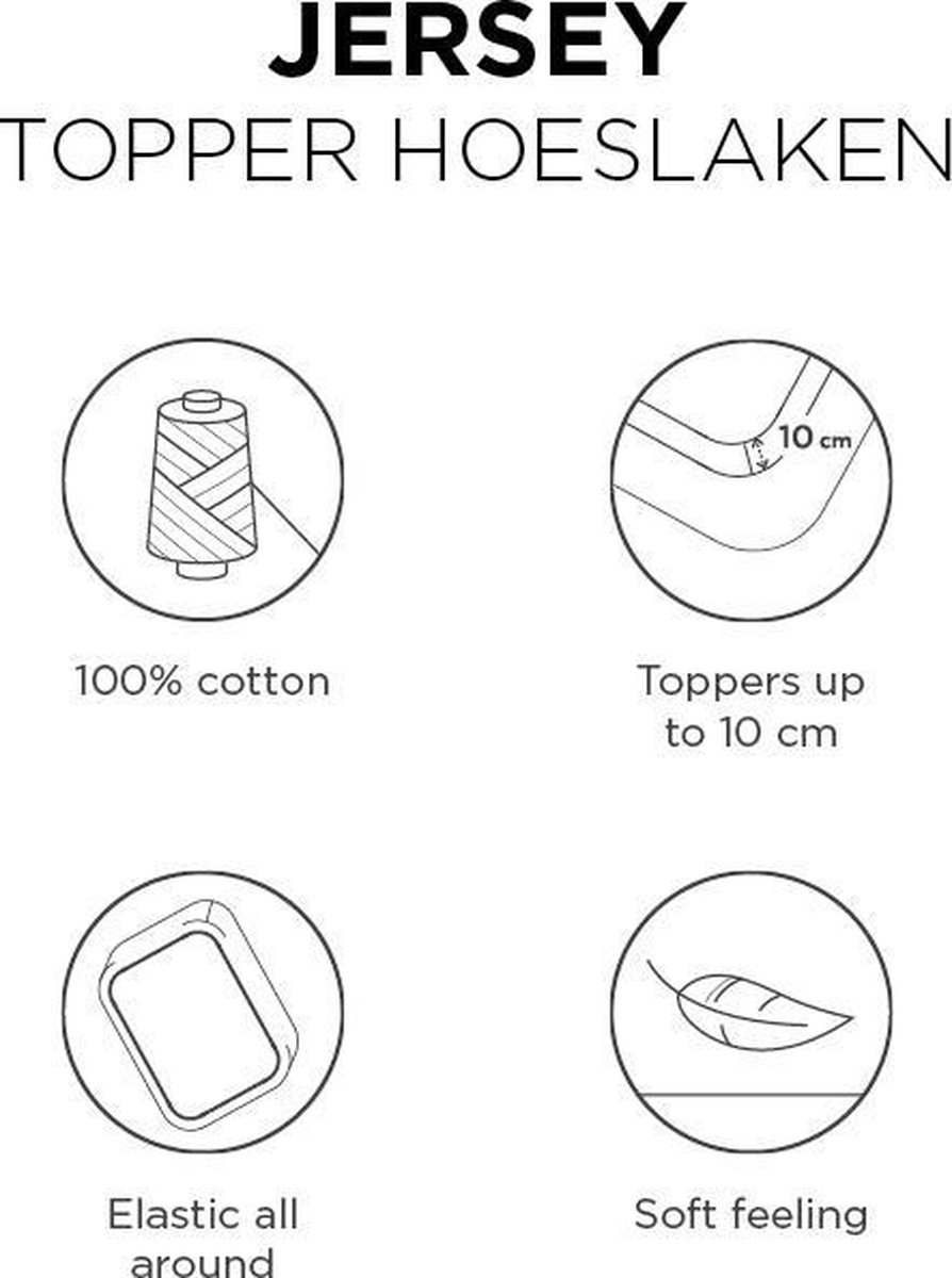 Beddinghouse Jersey Topper Hoeslaken - 100% Gebreide Jersey Katoen - Lits-jumeaux (160x200/220 Cm) - Black - Zwart