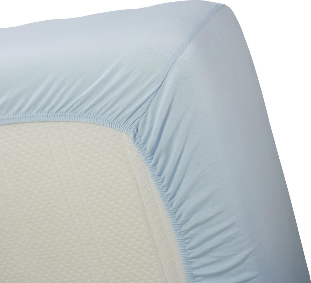 Beddinghouse Jersey Hoeslaken - 100% Gebreide Jersey Katoen - Lits-jumeaux (180x200/220 Cm) - Light Blue - Blauw