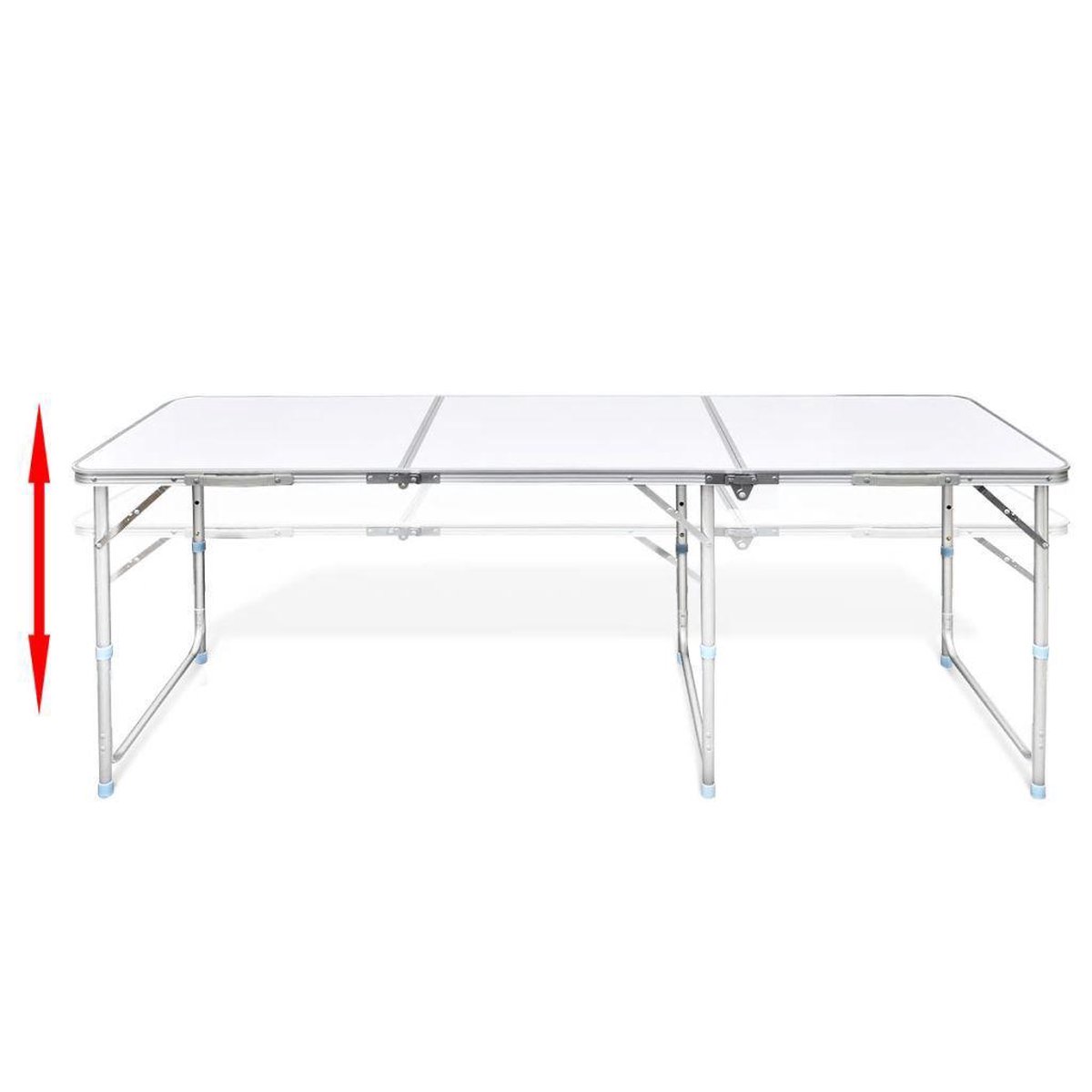 Campingtafel Inklapbaar En Verstelbaar In Hoogte Aluminium 180 X 60 Cm - Wit