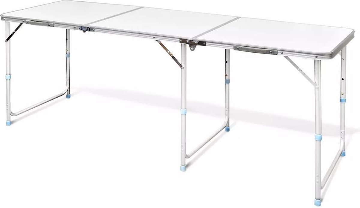 Campingtafel Inklapbaar En Verstelbaar In Hoogte Aluminium 180 X 60 Cm - Wit