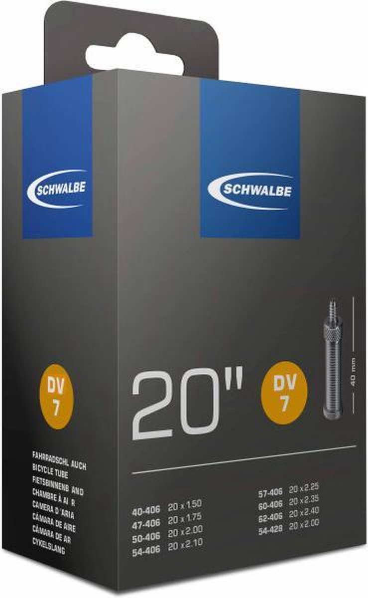Schwalbe Binnenband 20 X 1.50/2.50 (40/62-406) Dv 40 Mm - Zwart