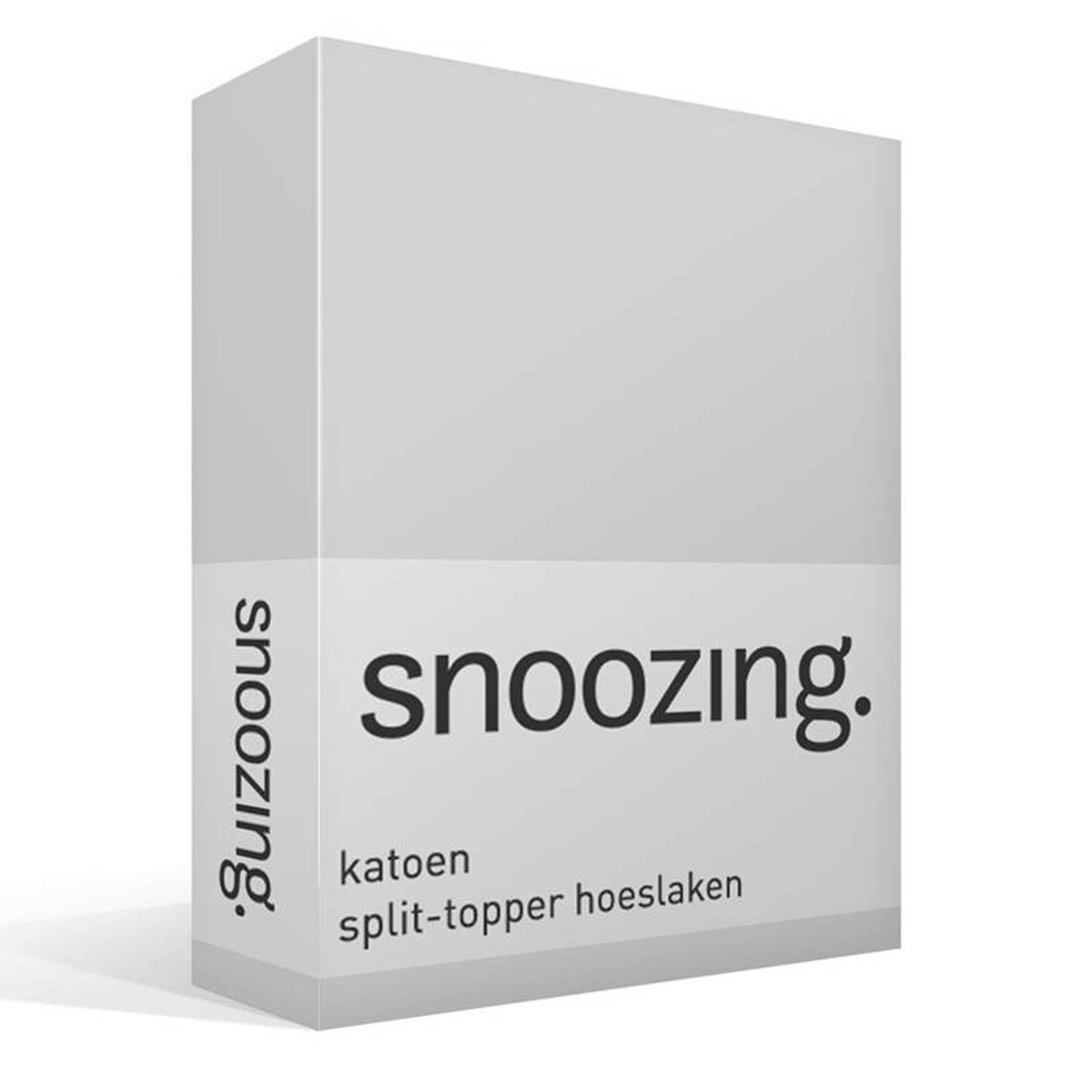 Snoozing - Katoen - Split-topper - Hoeslaken - Lits-jumeaux - 200x200 Cm - - Grijs