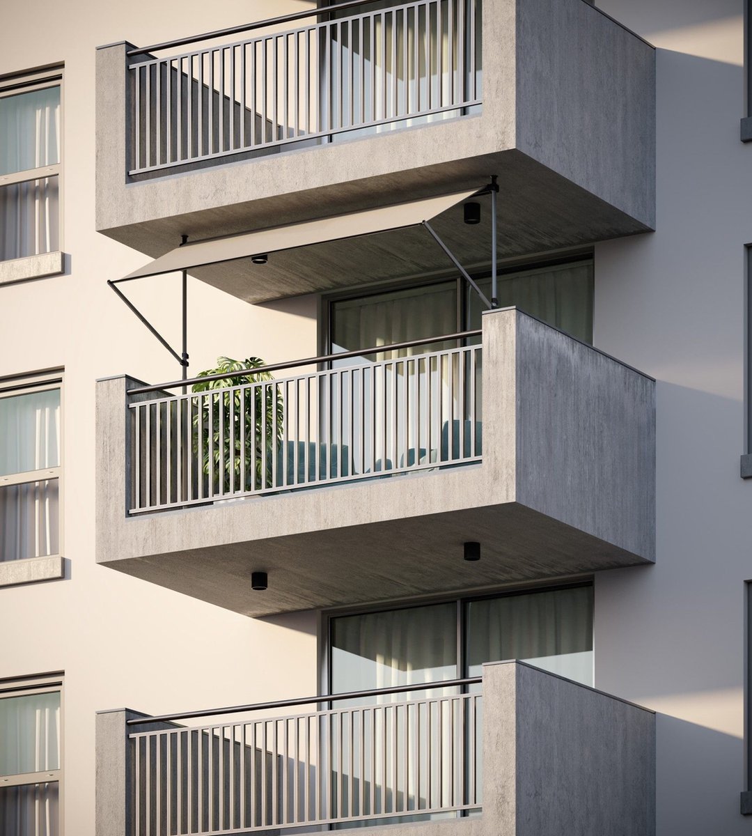 Nesling Balkon Zonnescherm Koppelstuk - Grijs