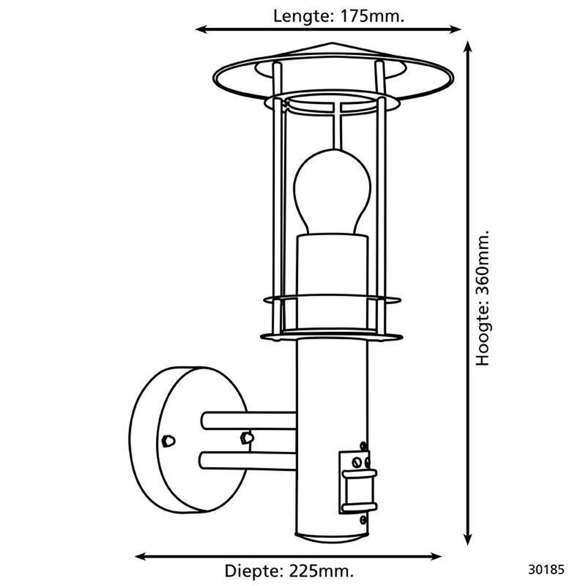 EGLO Buiten-wandlamp/1 Sensor Rvs/helder Lisio - Silver