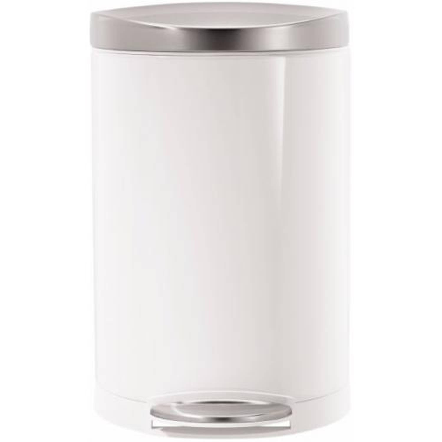 Simplehuman Afvalemmer Semi-round - Rvs - 10 L - Wit