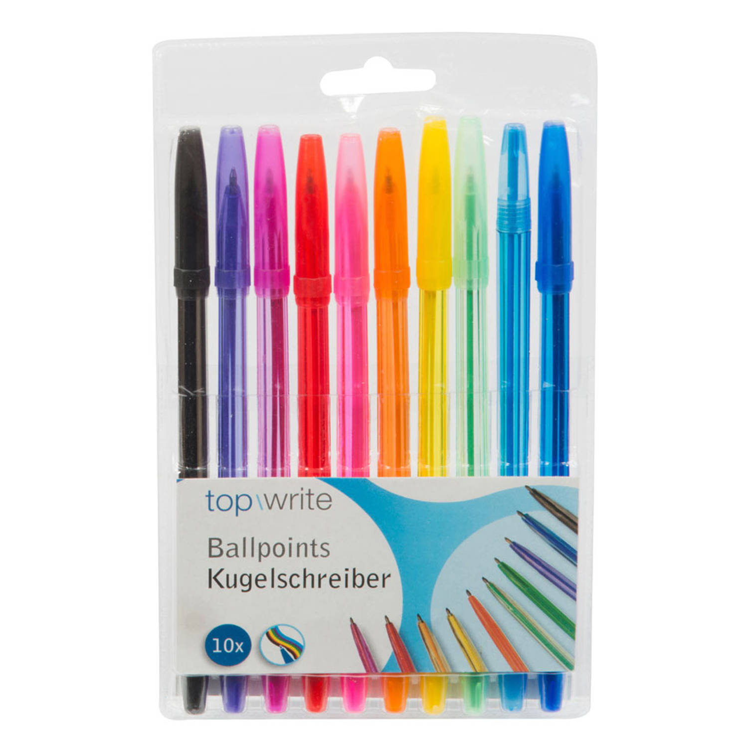 Topwrite Balpen Regenboog - 10 Stuks