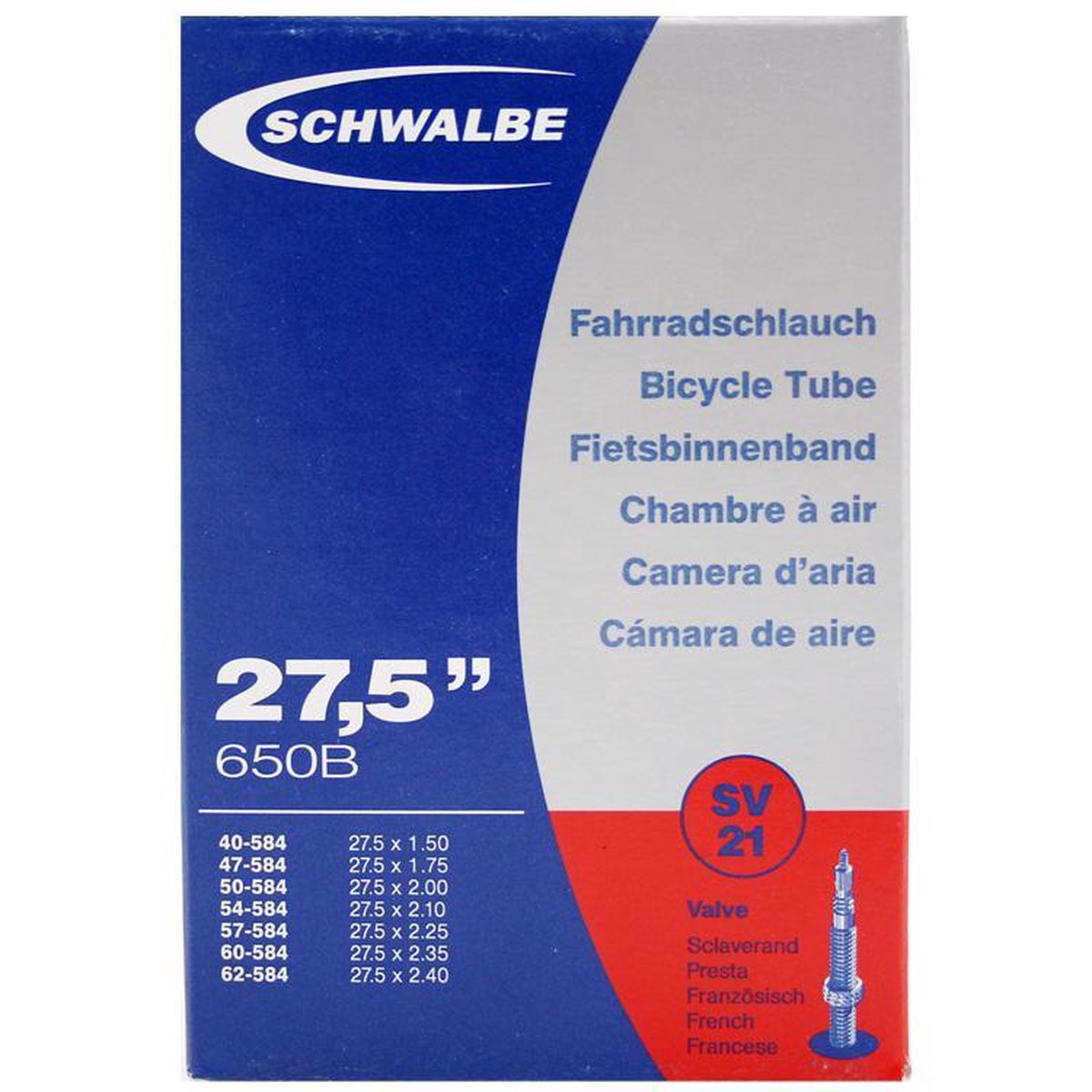 Schwalbe Binnenband 27,5 X 1.50/2.40 (40/62-584) Fv 40 Mm - Zwart