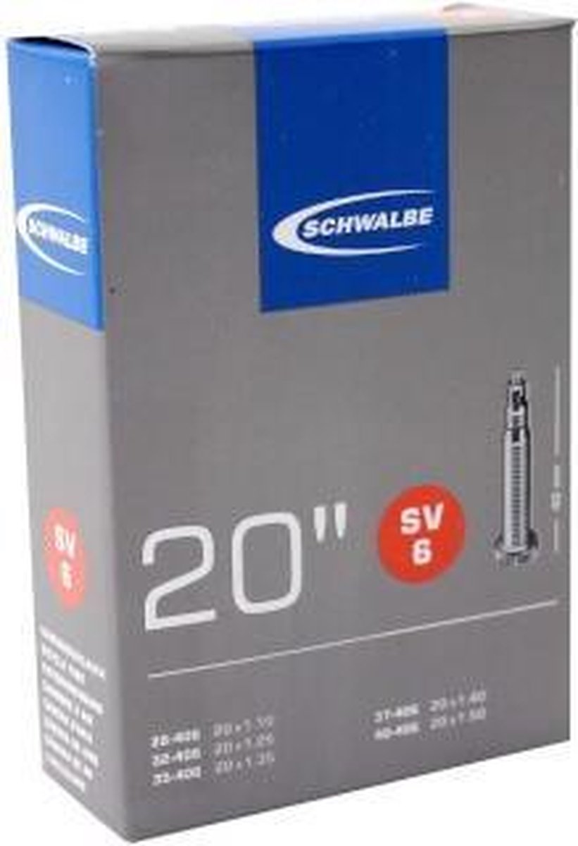Schwalbe Binnenband 20 X 1 1/8-1.50 (28/40-406) Sv6 Fv 40 Mm - Zwart