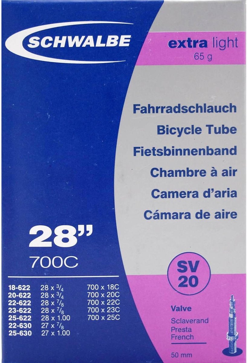 Schwalbe Binnenband 27/28 X 0.75/1.00(18/25-622/630) Fv 50 Mm - Zwart