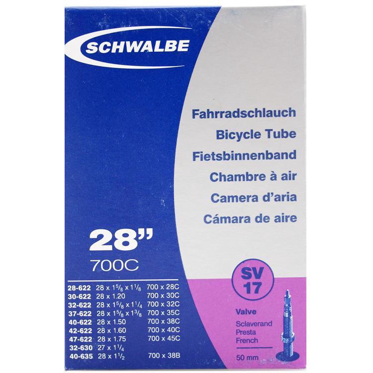 Schwalbe Binnenband 27/28 X 1.20/1.75(28/47-622/635) Fv 50 Mm - Zwart