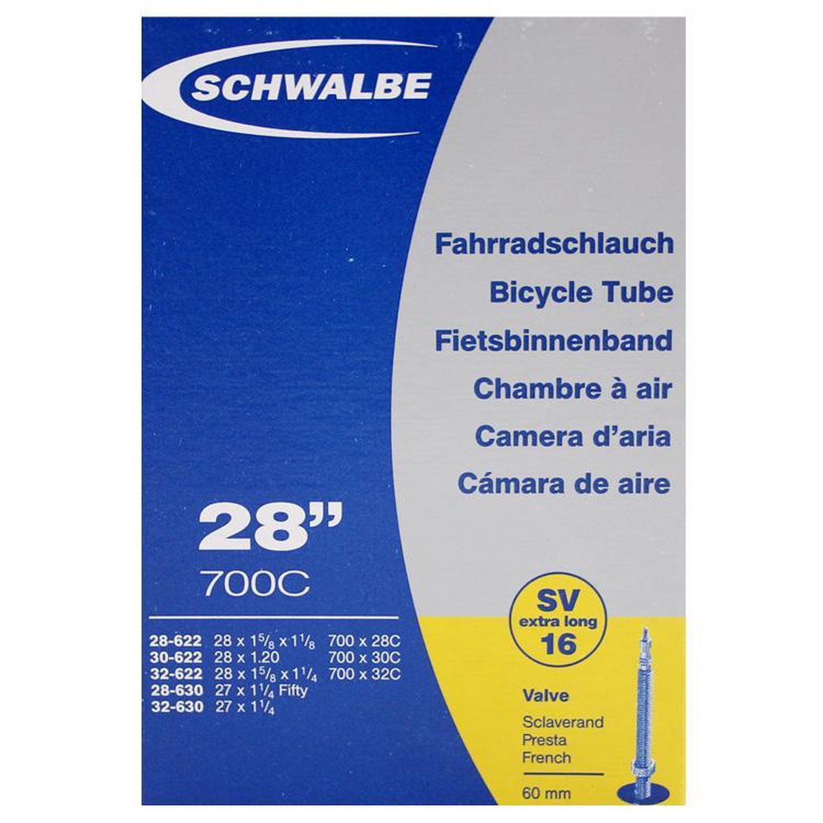 Schwalbe Binnenband 27/28 X 1.10/1.25(28/32-622/630) Fv 60 Mm - Zwart