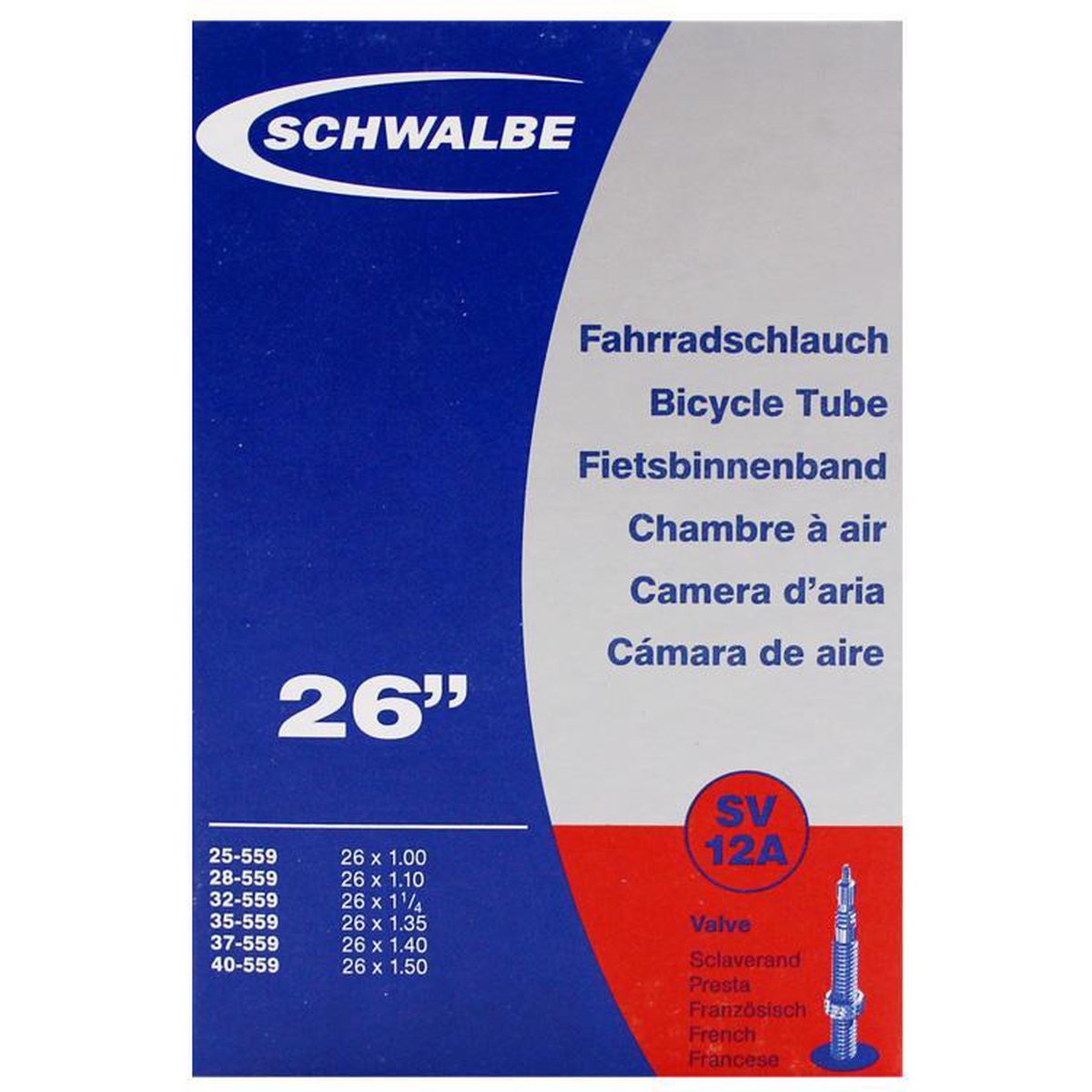 Schwalbe Binnenband 12asv 26 X 1.00/1.50(25/40-559) Fv 40 Mm - Zwart