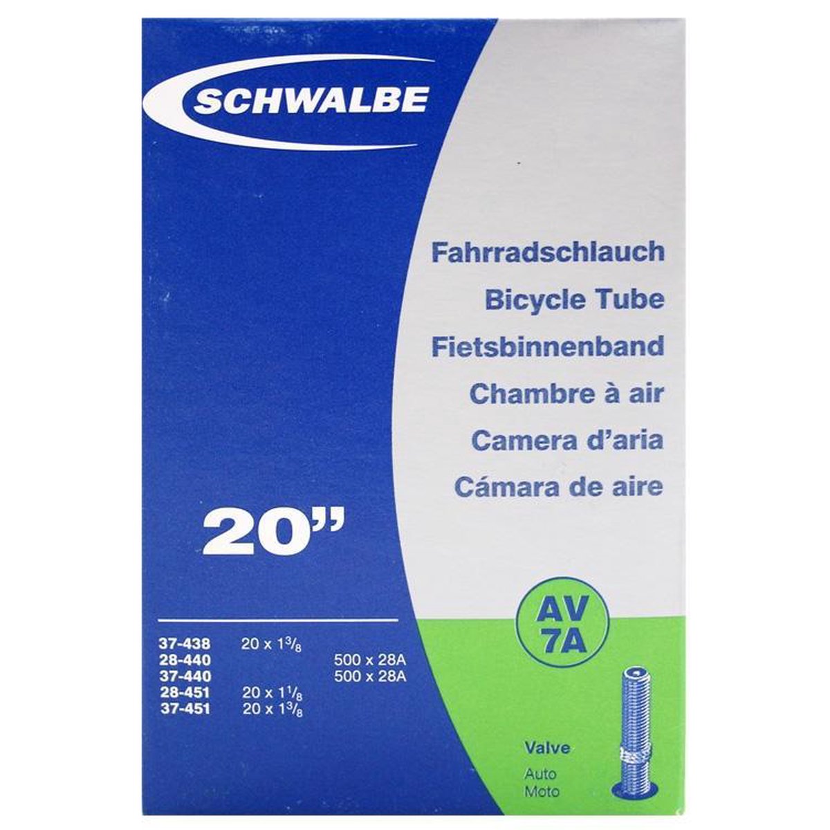 Schwalbe Binnenband Av7a 20x1 1/8-1 3/8 (37-438/37-451) Av 40 Mm - Zwart