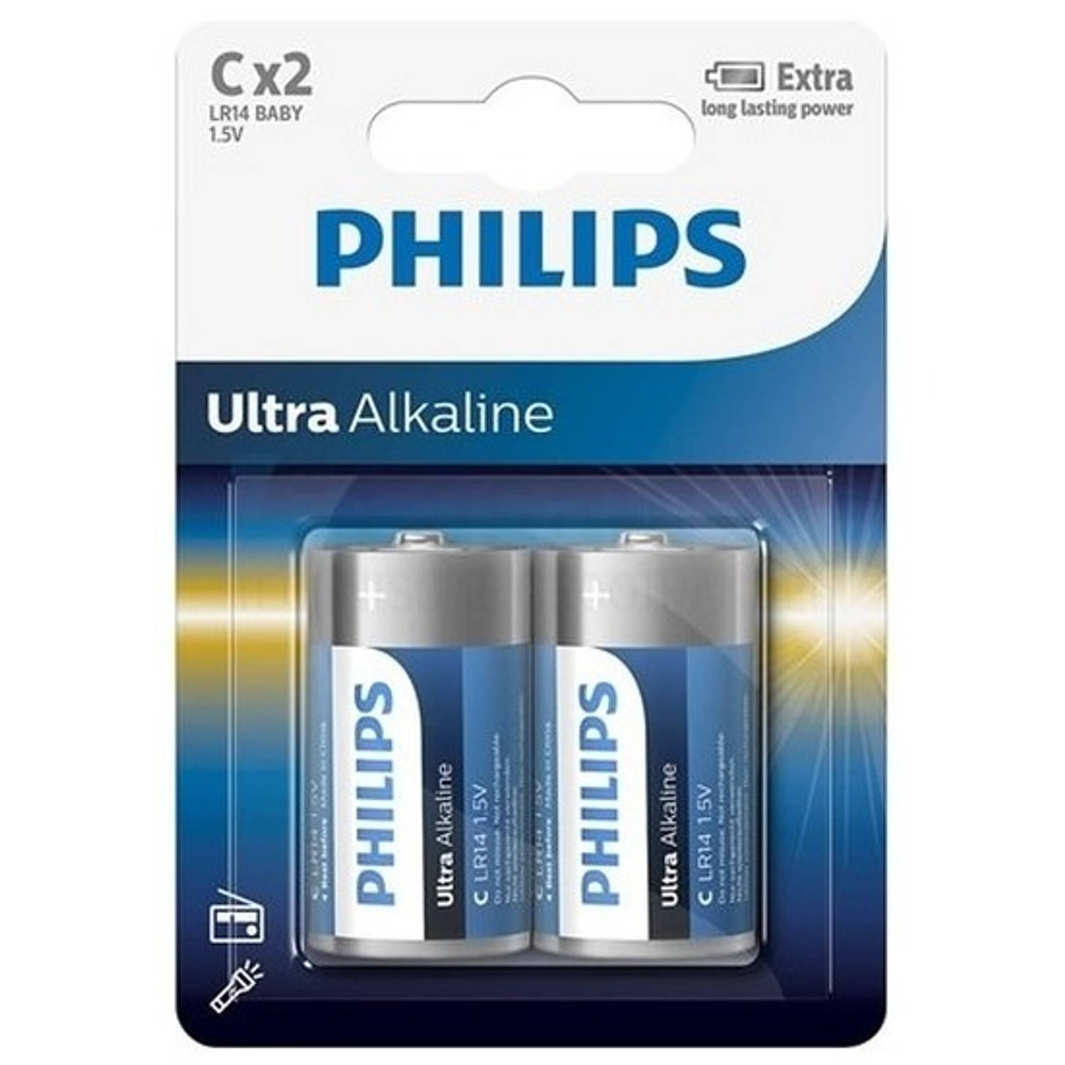 Philips Phillips Ll Batterijen R14 1,5 Volt 2 Stuks - Ultra Alkaline Batterijen