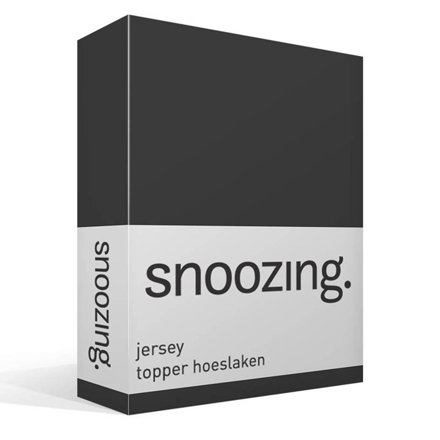 Snoozing Jersey - Topper Hoeslaken - Katoen - 180x210/220 - Antraciet - Grijs