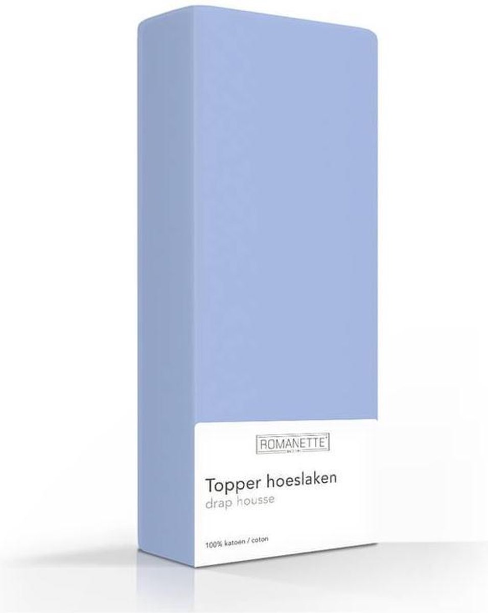 Romanette Topper Hoeslaken Katoen -90 X 200 Cm - Blauw