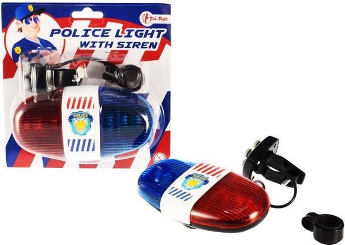 Toi-Toys Fietslicht Politie Met Sirene/rood - Blauw