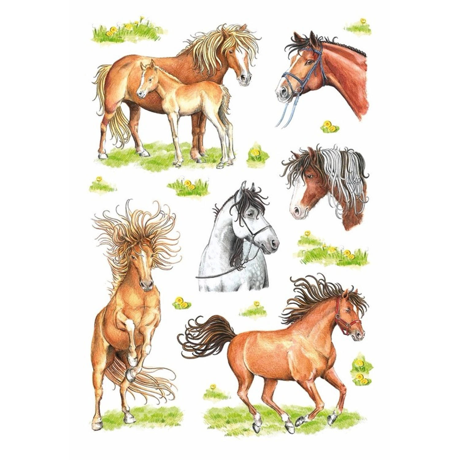 Getekende Paarden Stickers 3 Vellen