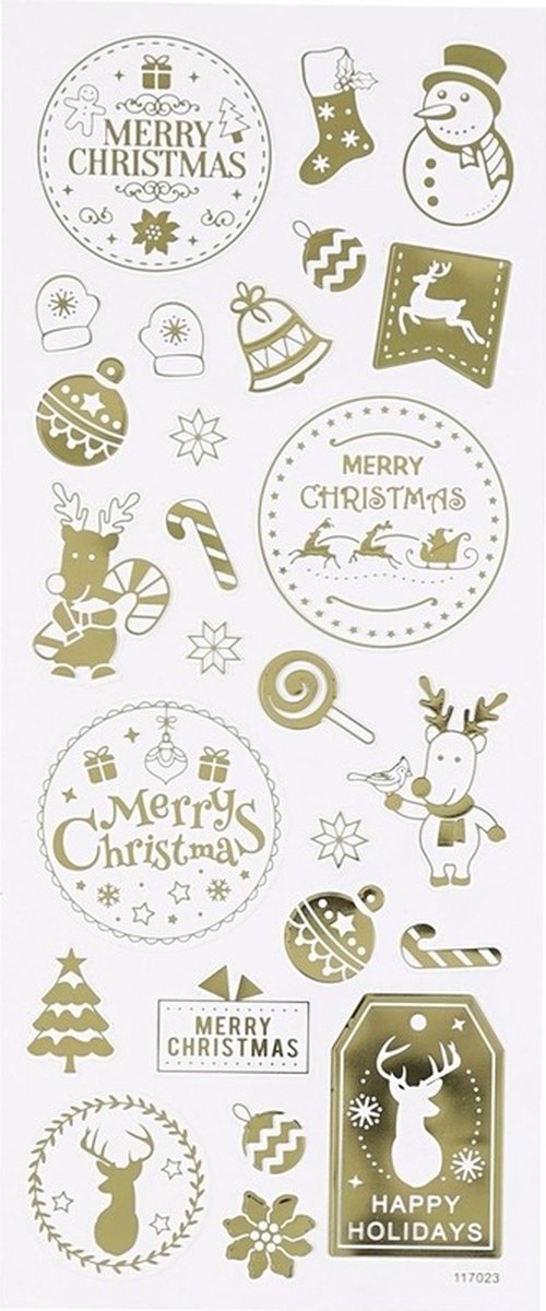 Kerst Stickervel Met 26en Kerstmis Stickers - Goud