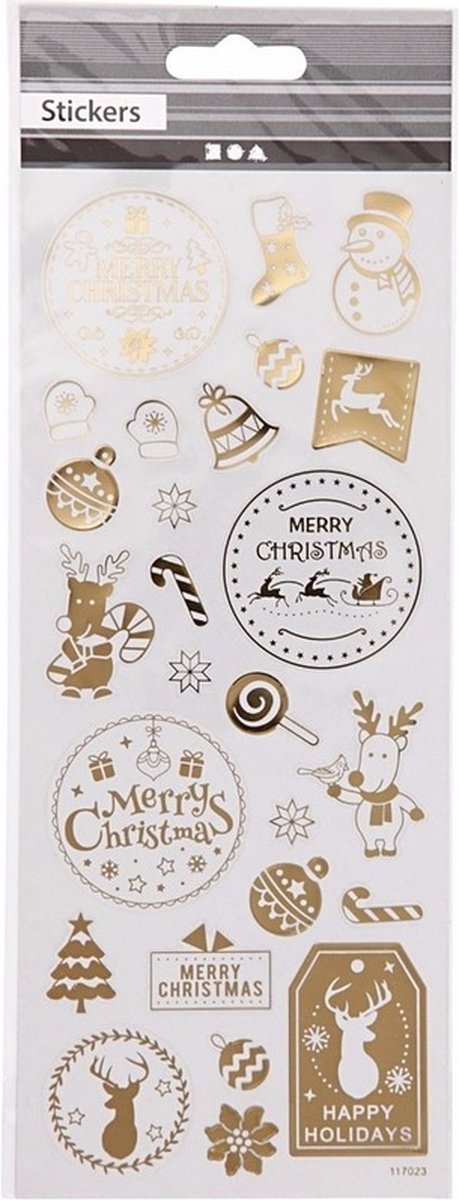 Kerst Stickervel Met 26en Kerstmis Stickers - Goud