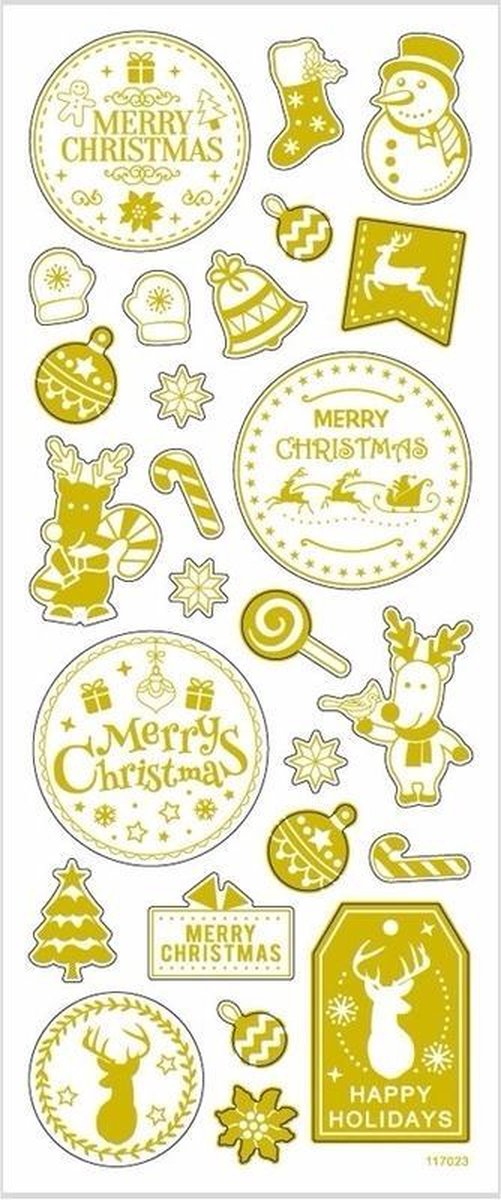 Kerst Stickervel Met 26en Kerstmis Stickers - Goud