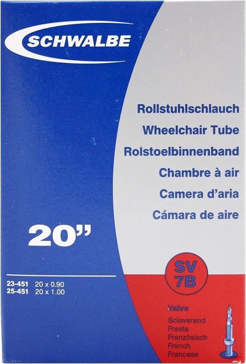 Schwalbe Binnenband Rolstoel 20 X 0.90/1.00 (23/25-451) Fv 40 Mm - Zwart