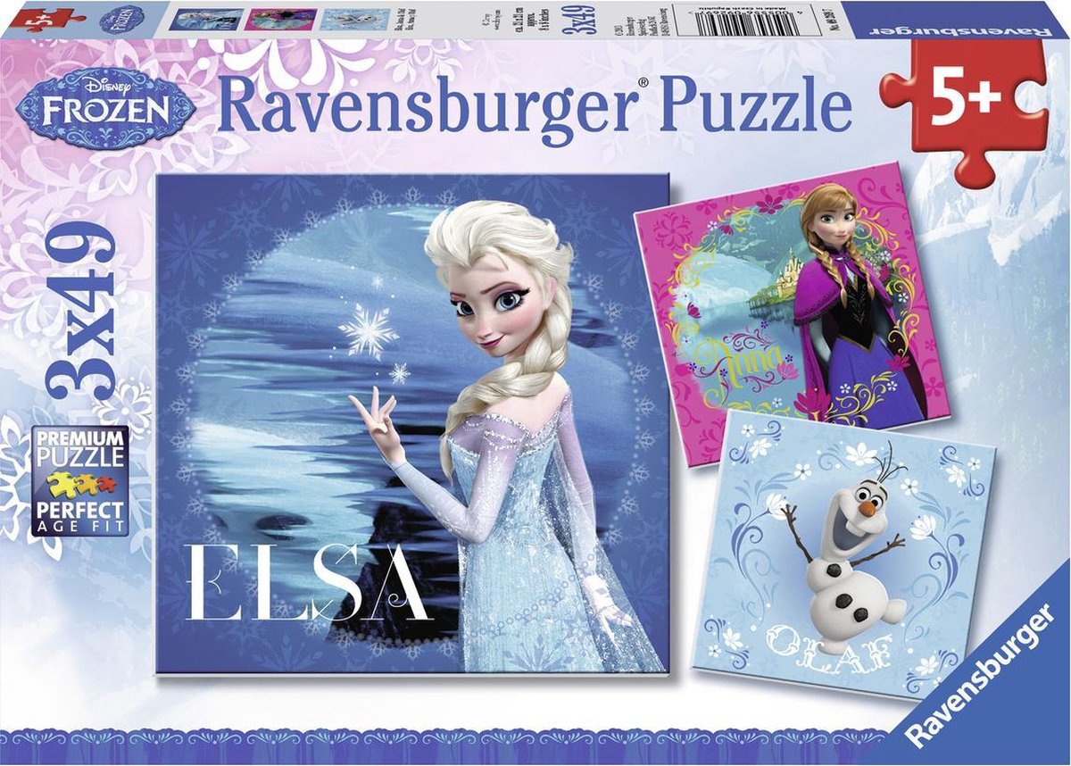 Ravensburger Puzzel Disney Frozen Anna, Olaf En Elsa - 3 X 49 Stukjes