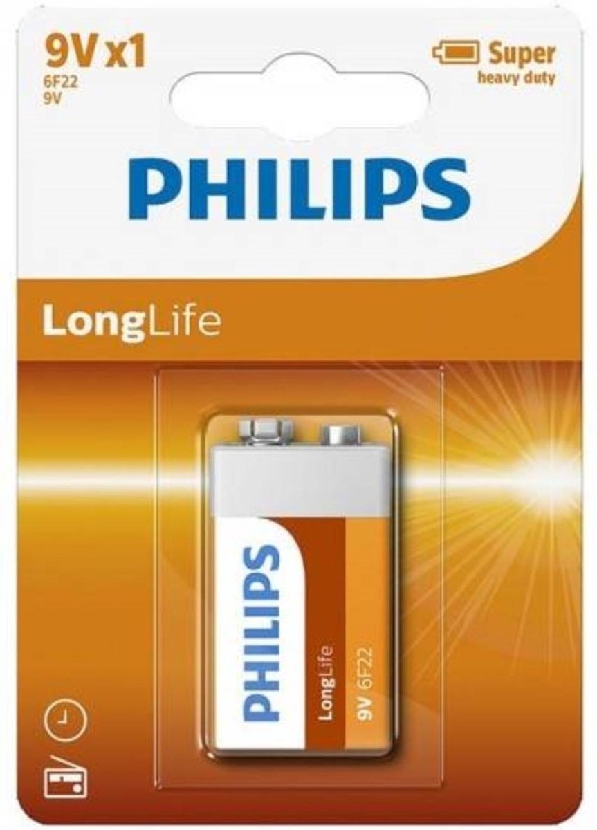 Philips Batterij 6f22 Longlife 9v Per Stuk