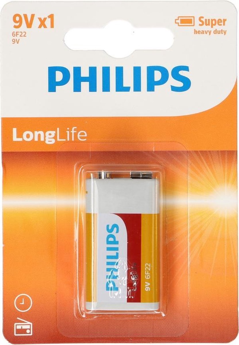 Philips Batterij 6f22 Longlife 9v Per Stuk