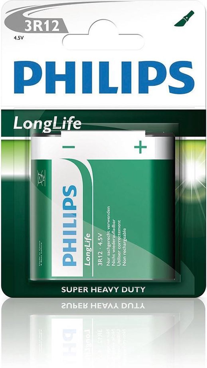 Philips Batterij Plat 3r12p Longlife 4.5v (369406) Per Stuk