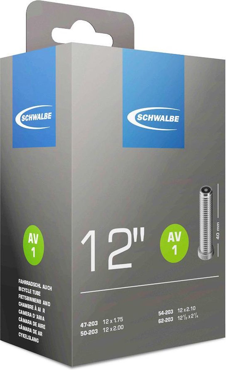 Schwalbe Binnenband 12 X 1.75/2.10 (47/62-203) Av 40 Mm - Zwart