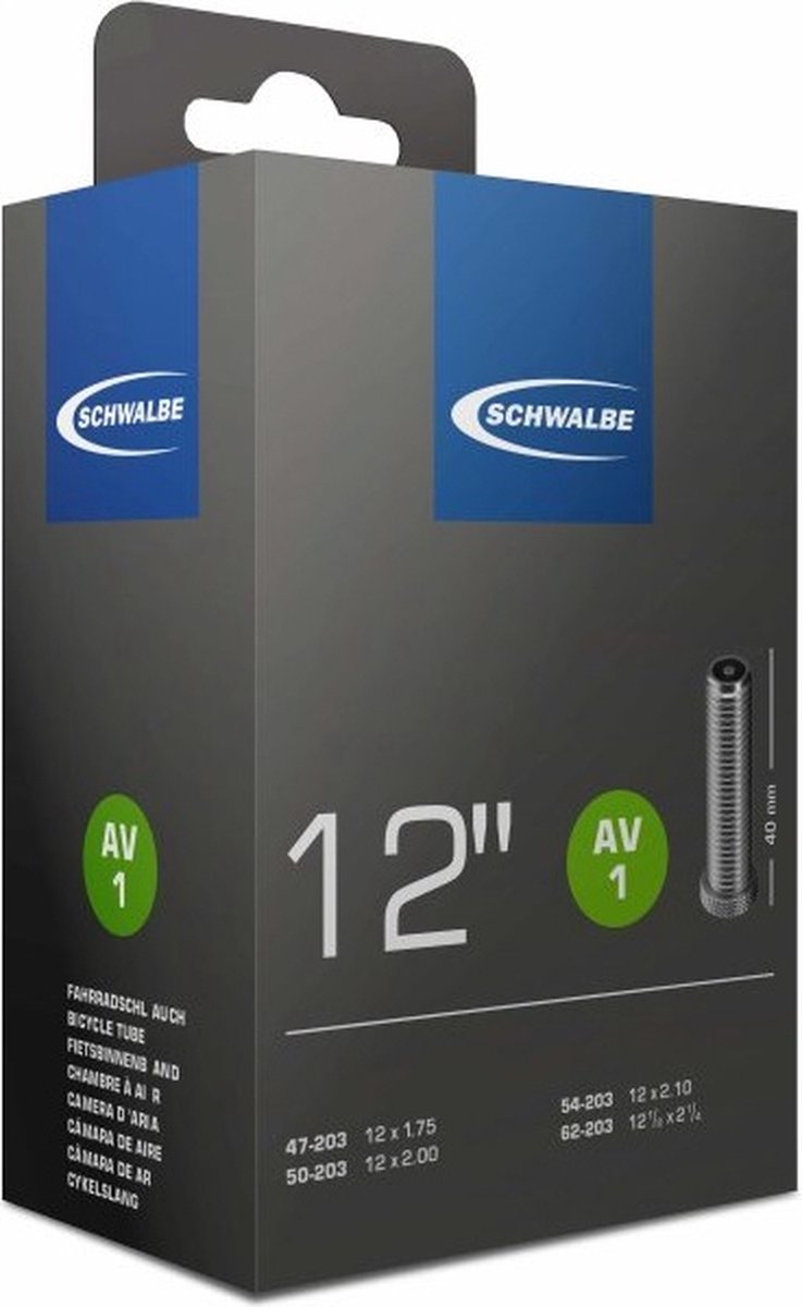Schwalbe Binnenband 12 X 1.75/2.10 (47/62-203) Av 40 Mm - Zwart