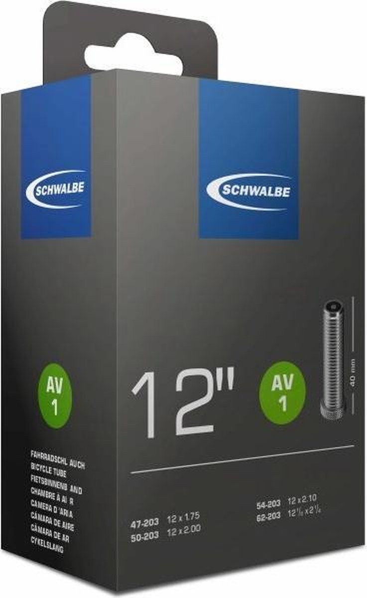 Schwalbe Binnenband 12 X 1.75/2.10 (47/62-203) Av 40 Mm - Zwart