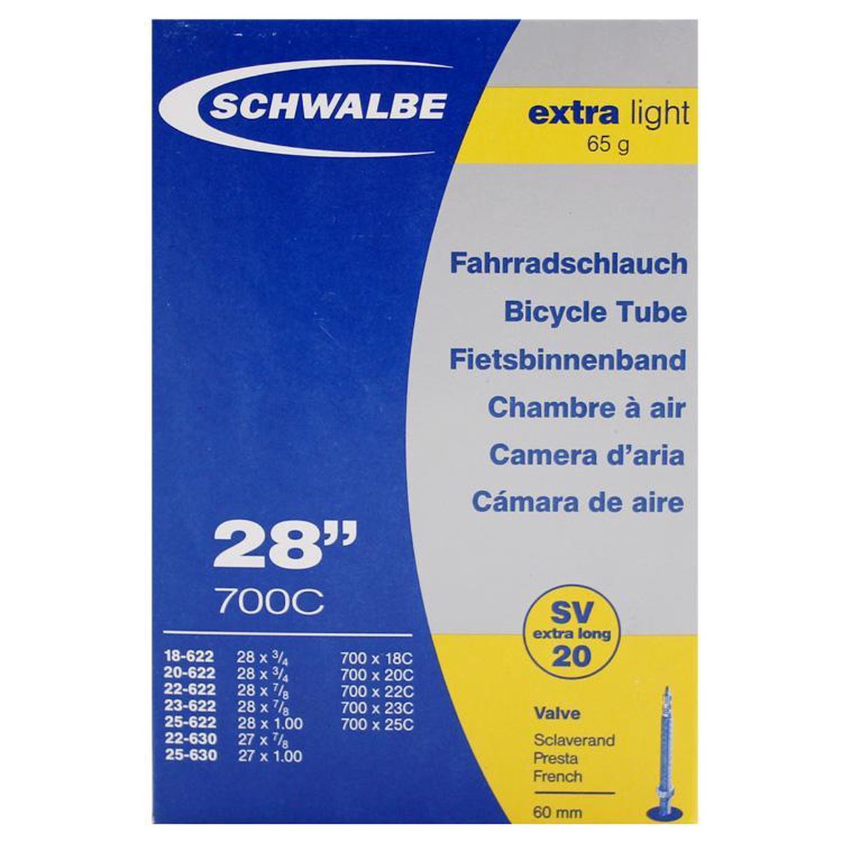 Schwalbe Binnenband 27/28 X 0.75/1.00(18/25-622/630) Fv 60 Mm - Zwart