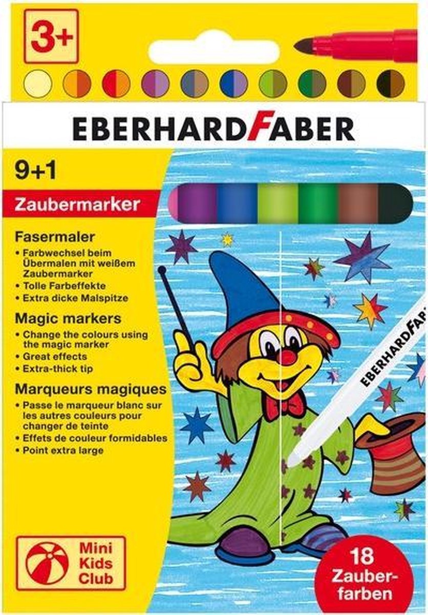 Eberhard Faber Viltstift Magic Marker 9 Kleuren En 1 Tovermarker - Wit