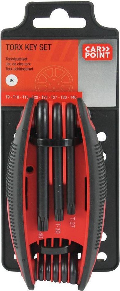 CarPoint Torxsleutelset 8-delig T9-10-15-20-25-27-30-40 - Rood