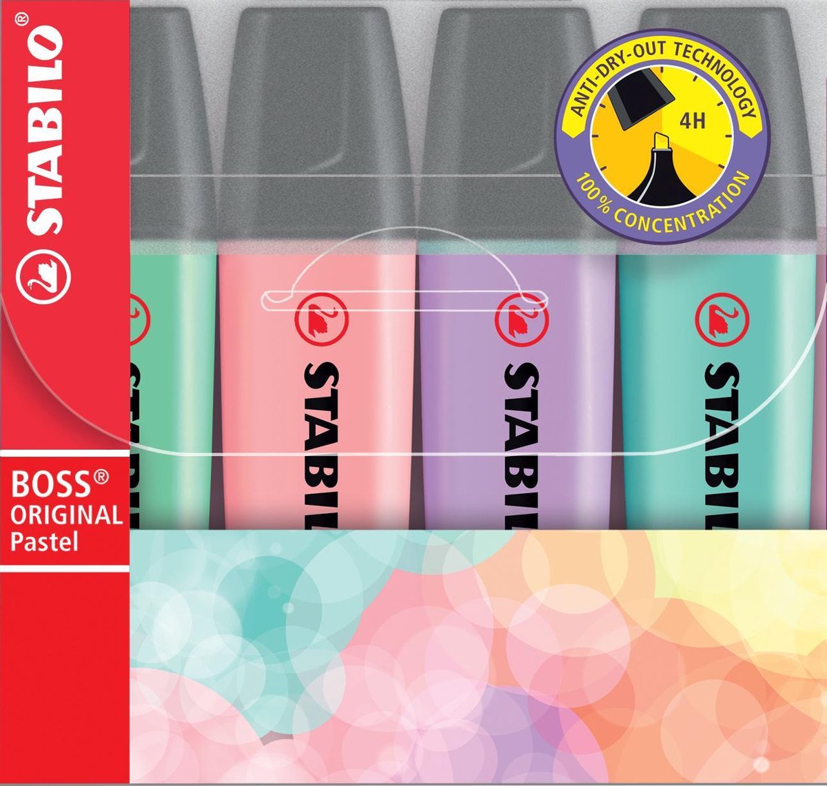 Stabilo Boss Original Markeerstift, Etui Met 4 Stuks In Geassorteerde Pastel Kleuren