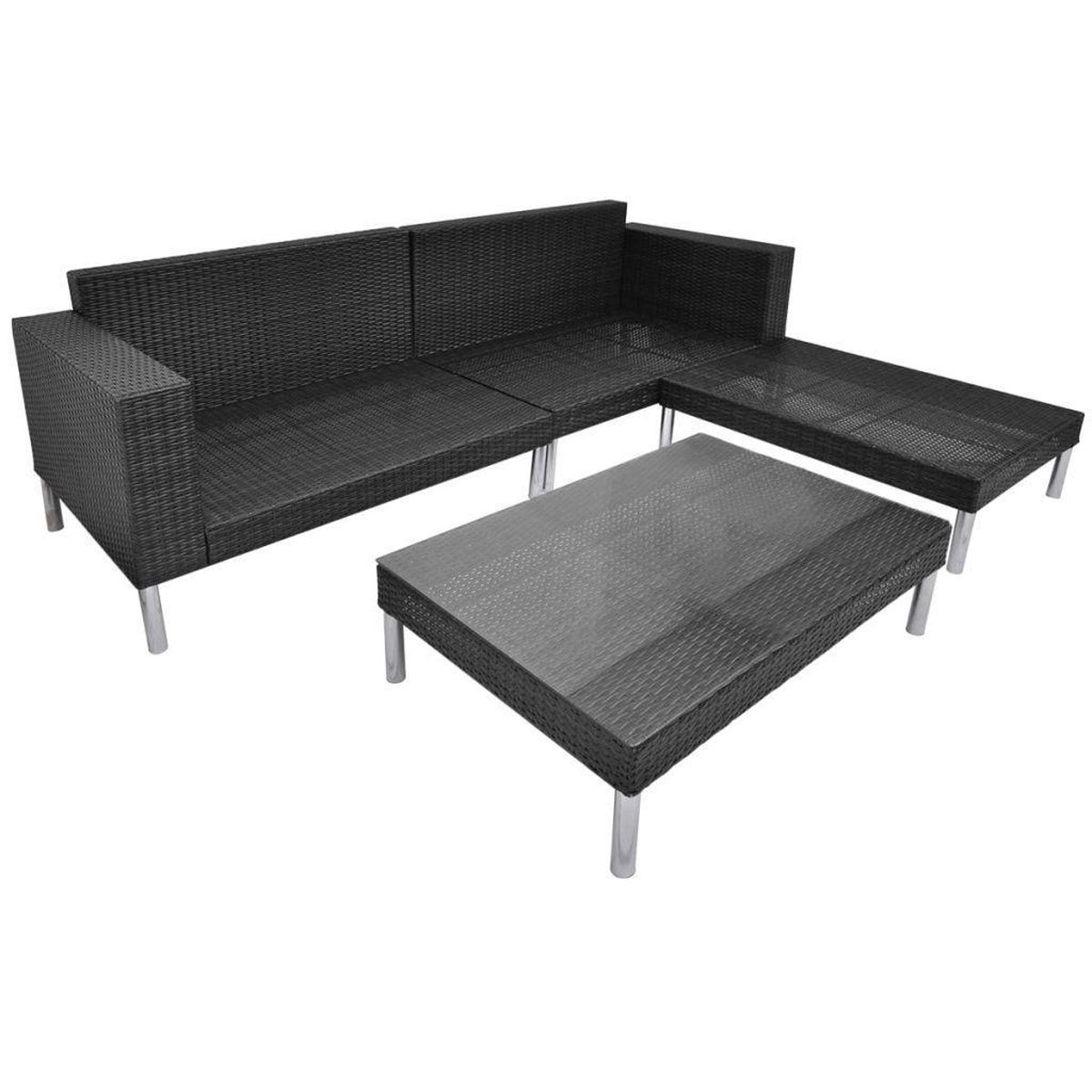 Vidaxl Loungeset Poly Rattan 17-delig - Zwart