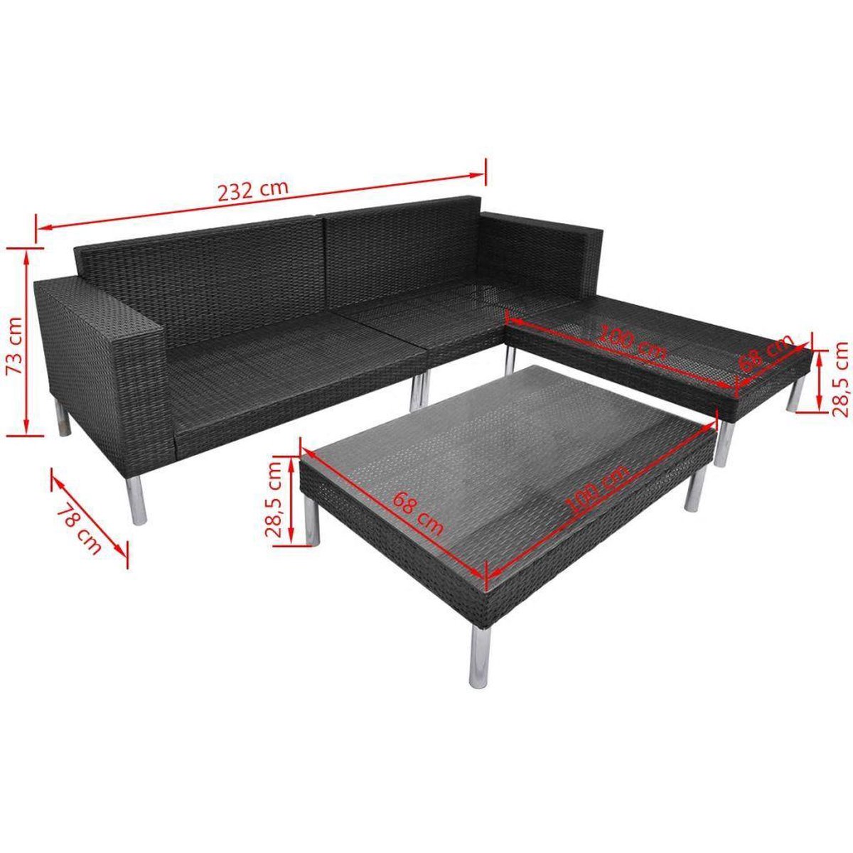 Vidaxl Loungeset Poly Rattan 17-delig - Zwart