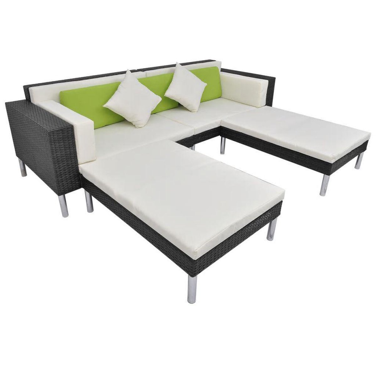 Vidaxl Loungeset Poly Rattan 17-delig - Zwart