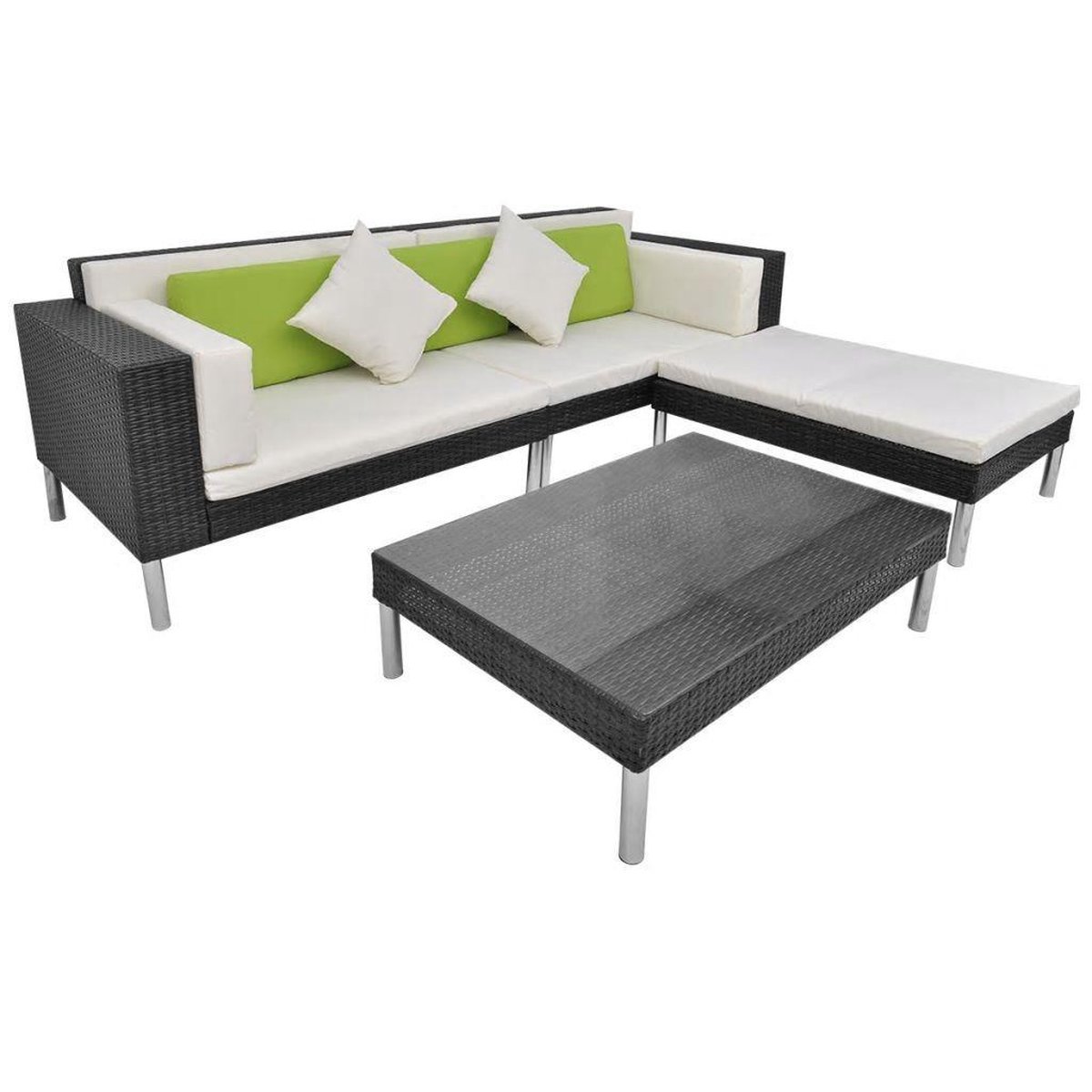 Vidaxl Loungeset Poly Rattan 17-delig - Zwart
