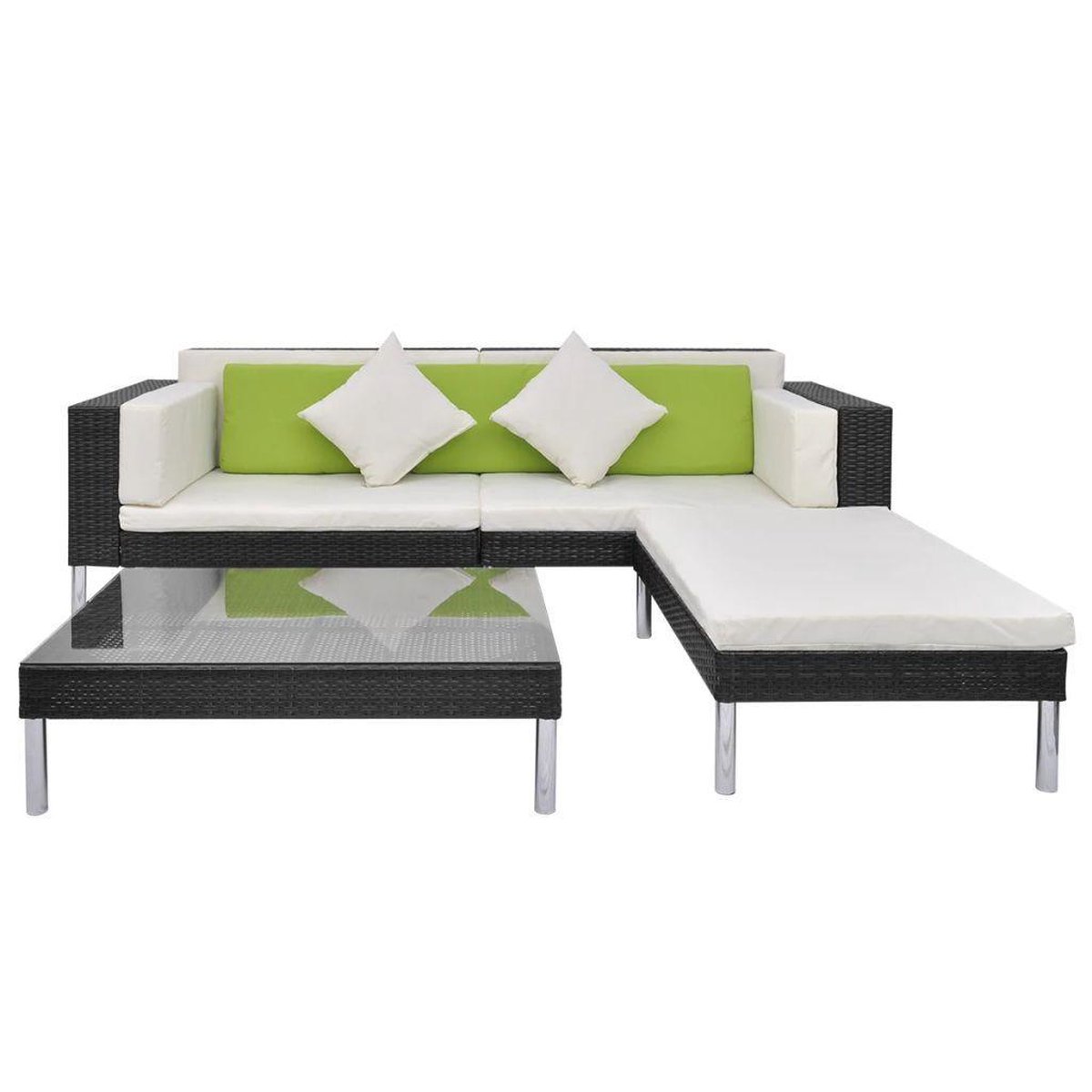 Vidaxl Loungeset Poly Rattan 17-delig - Zwart