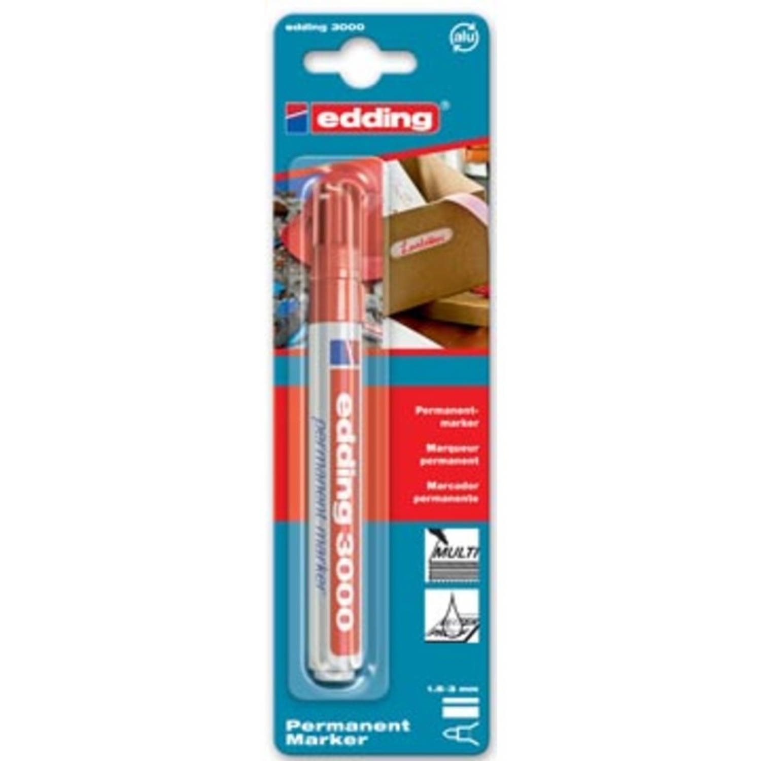 Edding Permanent Marker 3000, Op Blister - Rood