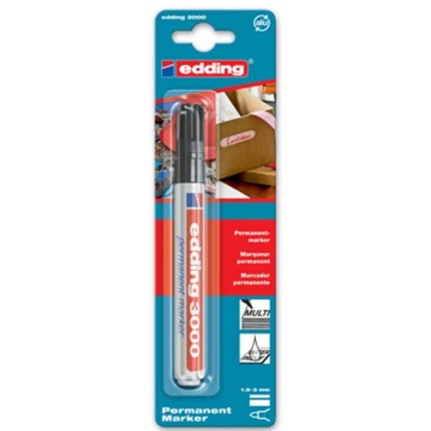 Edding Permanent Marker 3000, Op Blister - Zwart