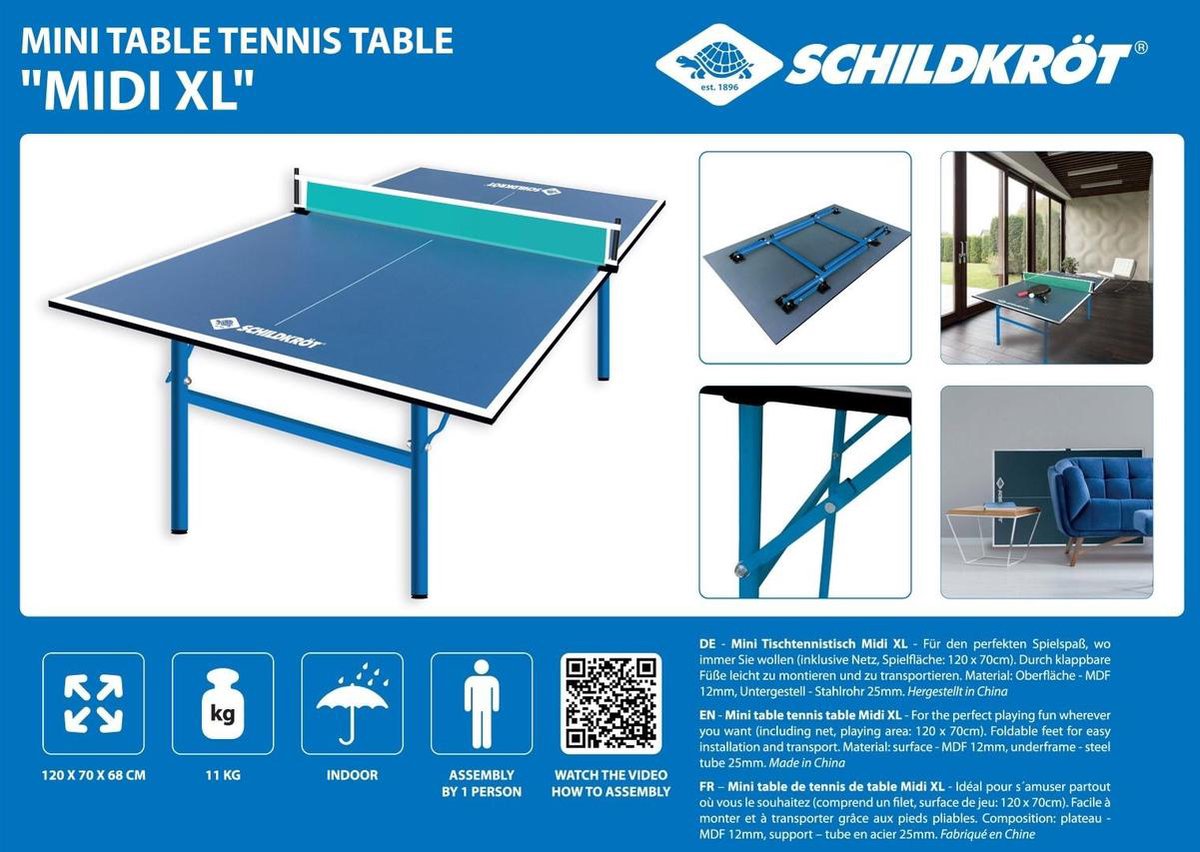 Schildkröt Donic Tafeltennistafel Midi Xl 120 X 70 X 68 Cm - Blauw