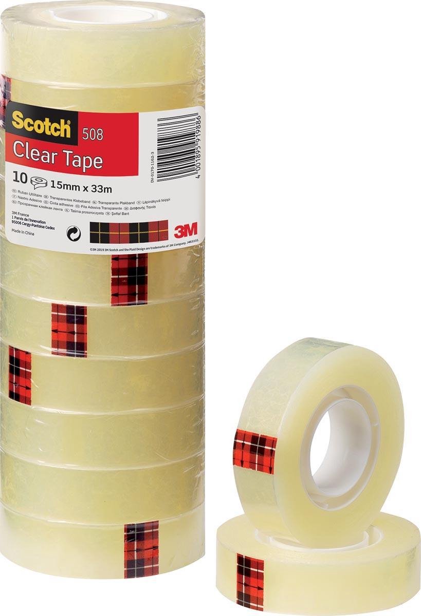 Scotch Plakband 508 Ft 15 Mm X 33 M, Pak Van 10 Rollen