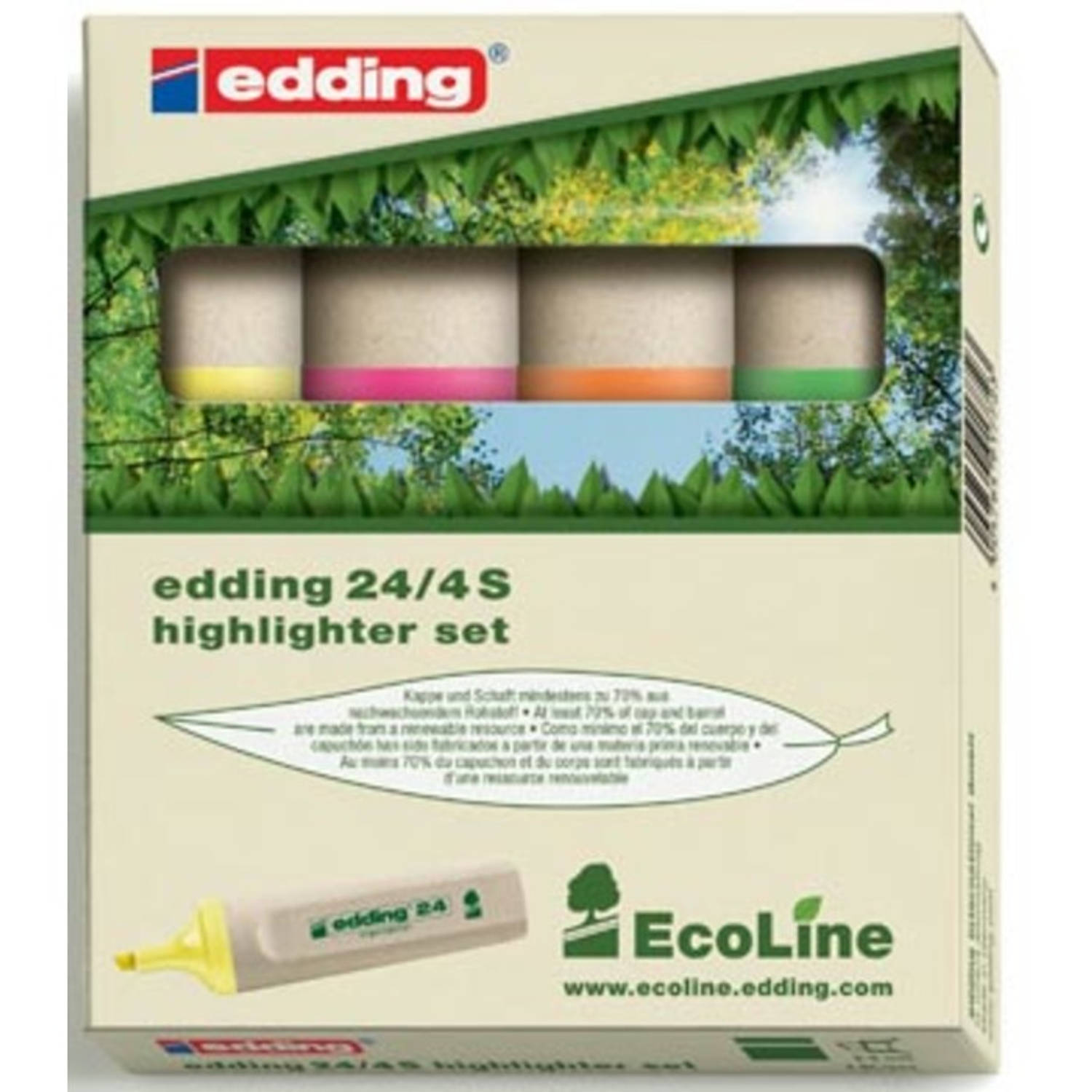 Edding Markeerstift Ecoline E-24 Etui Van 4 Stuks In Geassorteerde Kleuren