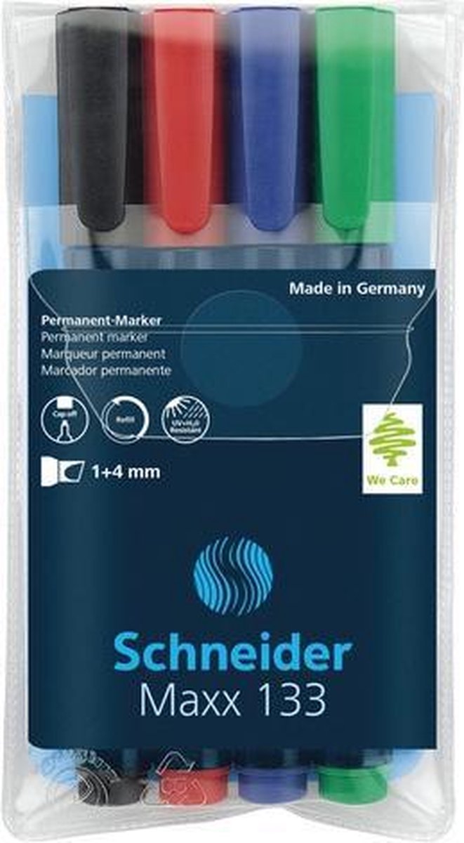 Schneider Electric Marker Maxx 133 Permanent Beitelpunt Etui á 4 Stuks